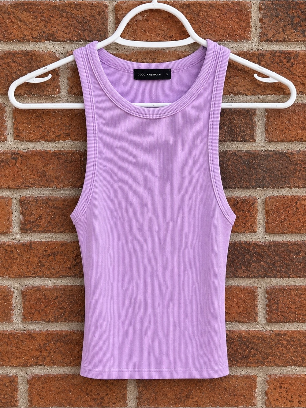 Good American Lilac Ribbed Tank Top
